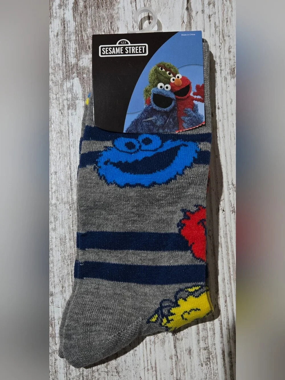 Sesame Street Men's Grey Character Crew Socks Sock Size 10-13